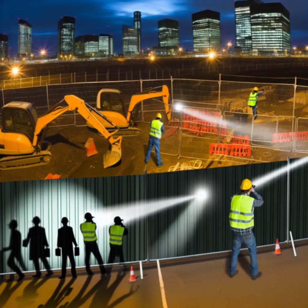 Guarded construction site with controlled access in a city centre