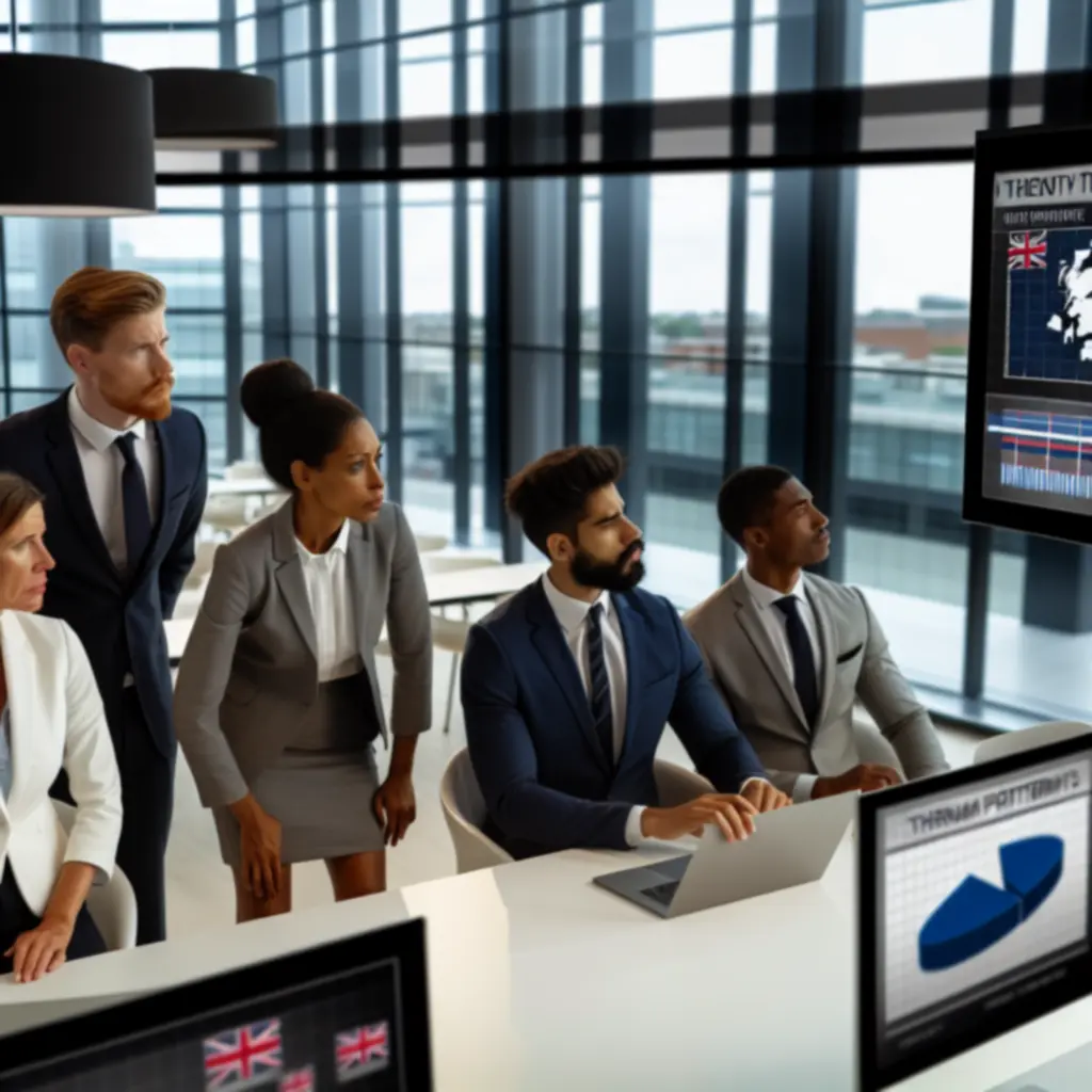 Abstract visualisation of security industry trends and analytics dashboards