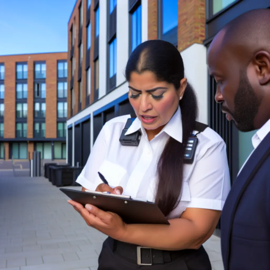 Security professional conducting a site visit and risk assessment