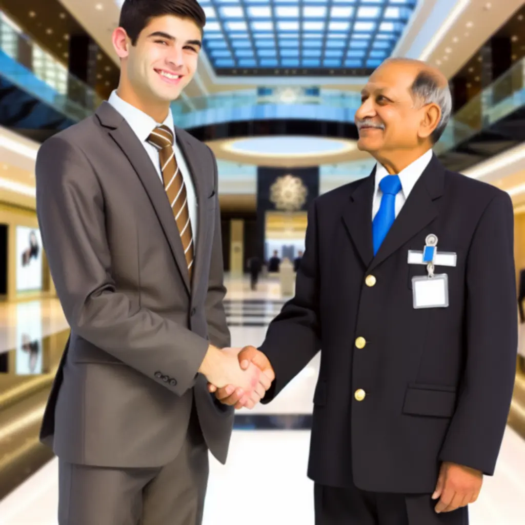 Business client smiling after successful security assignment
