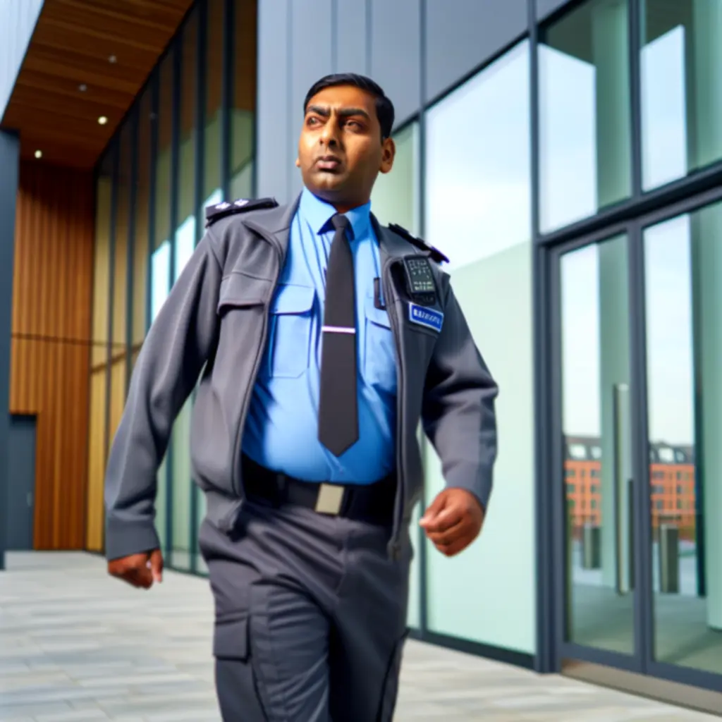 Security officer on patrol at a client worksite